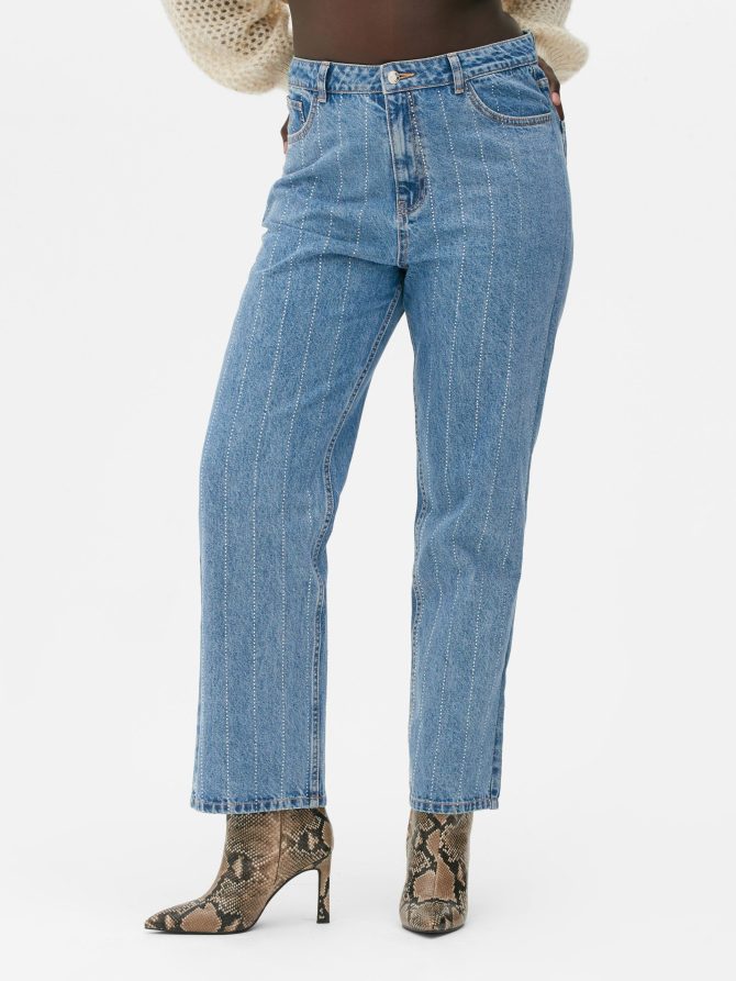Rita Ora Rhinestone Pinstripe Jeans - Image 2