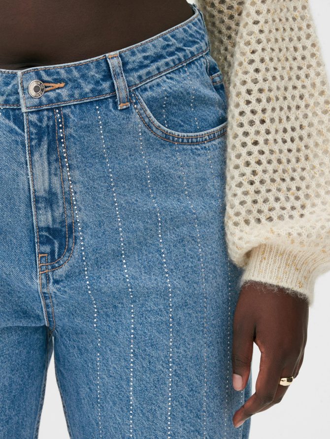Rita Ora Rhinestone Pinstripe Jeans - Image 3