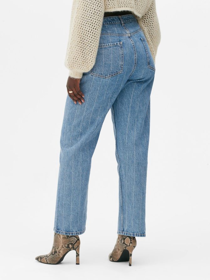 Rita Ora Rhinestone Pinstripe Jeans - Image 4