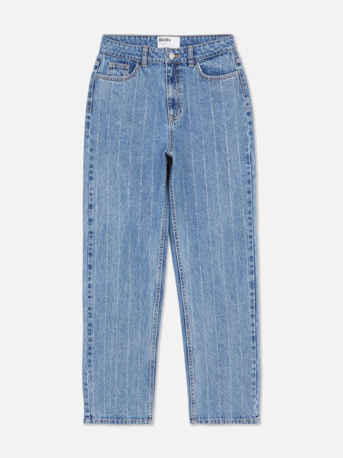 Rita Ora Rhinestone Pinstripe Jeans - Image 5