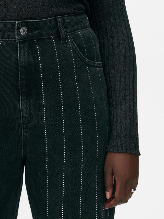 Rita Ora Rhinestone Pinstripe Jeans - Image 3