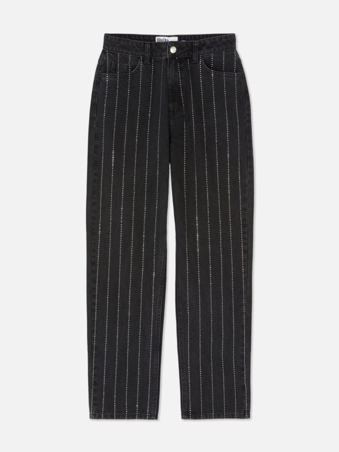 Rita Ora Rhinestone Pinstripe Jeans - Image 5