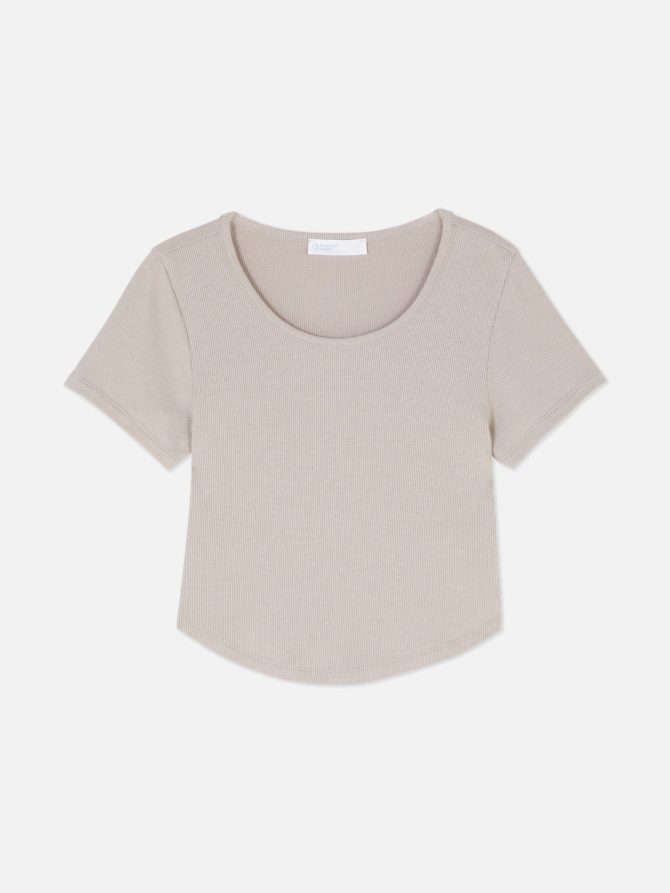 Ribbed Scoop Neck Cropped T-Shirt - Image 5