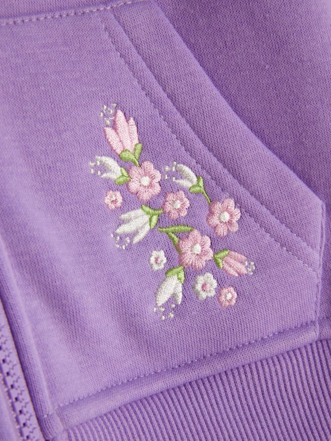 Flower Embroidered Zip Hoodie - Image 5