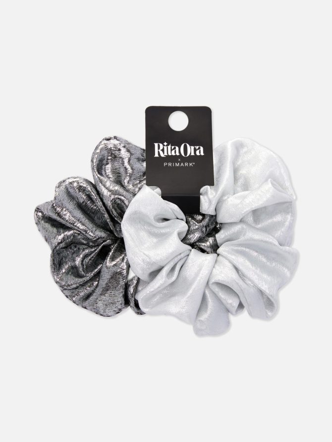 2-Pack Rita Ora Metallic Scrunchie Set - Image 3