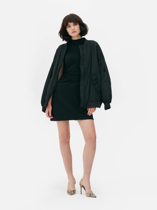 High Neck Jersey Mini Dress