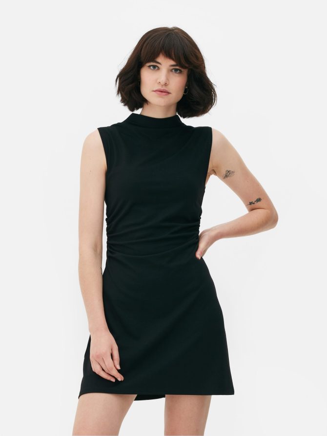 High Neck Jersey Mini Dress - Image 2