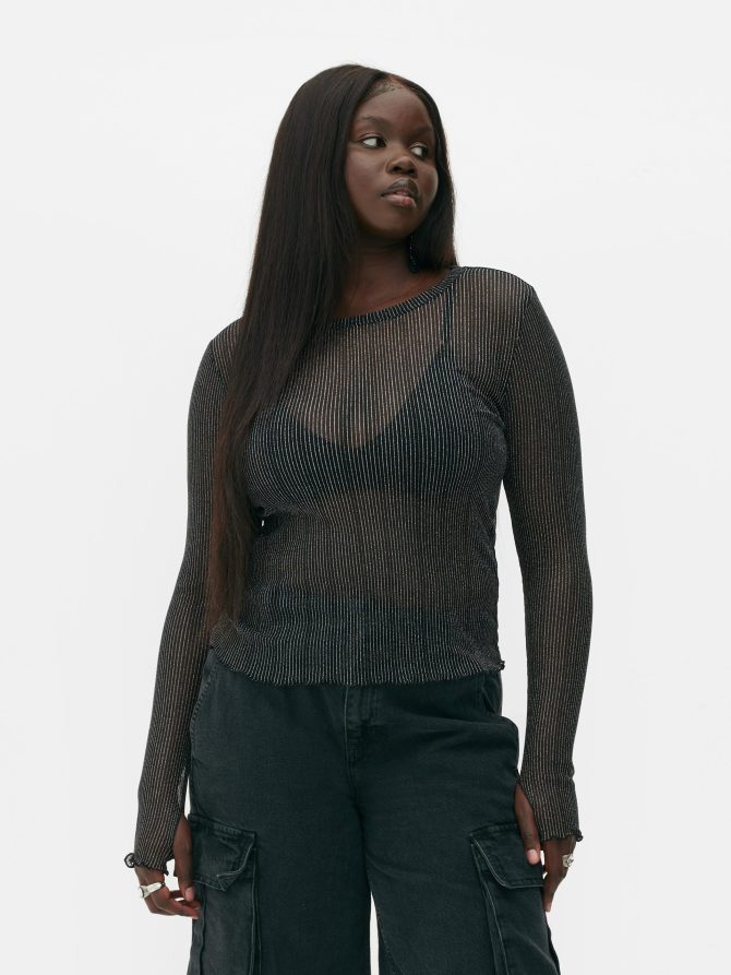 Rita Ora Long Sleeve Mesh Top