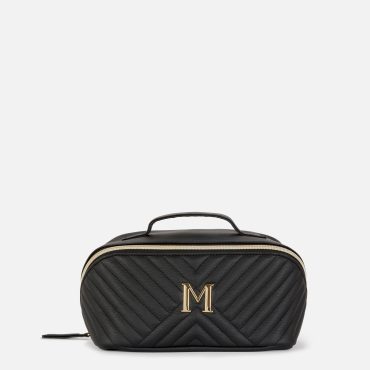 Faux Leather Initial Toiletry Bag