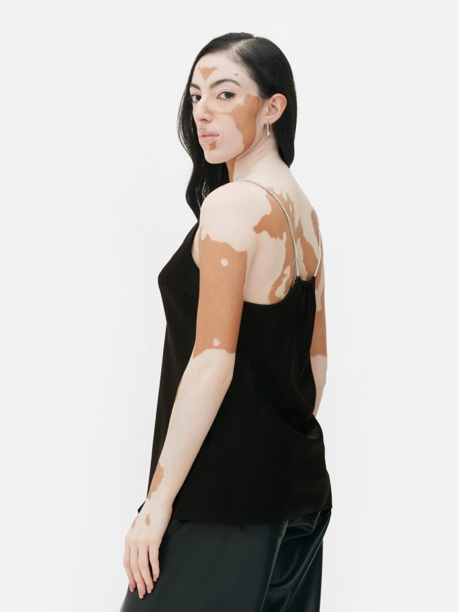 Rhinestone Strap Satin Top - Image 4