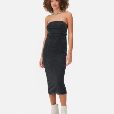 Sparkling Mesh Bandeau Midi Dress