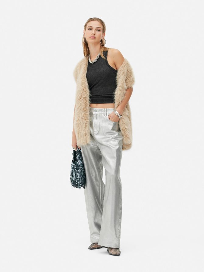 Rita Ora Metallic Wide Leg Pants - Image 2