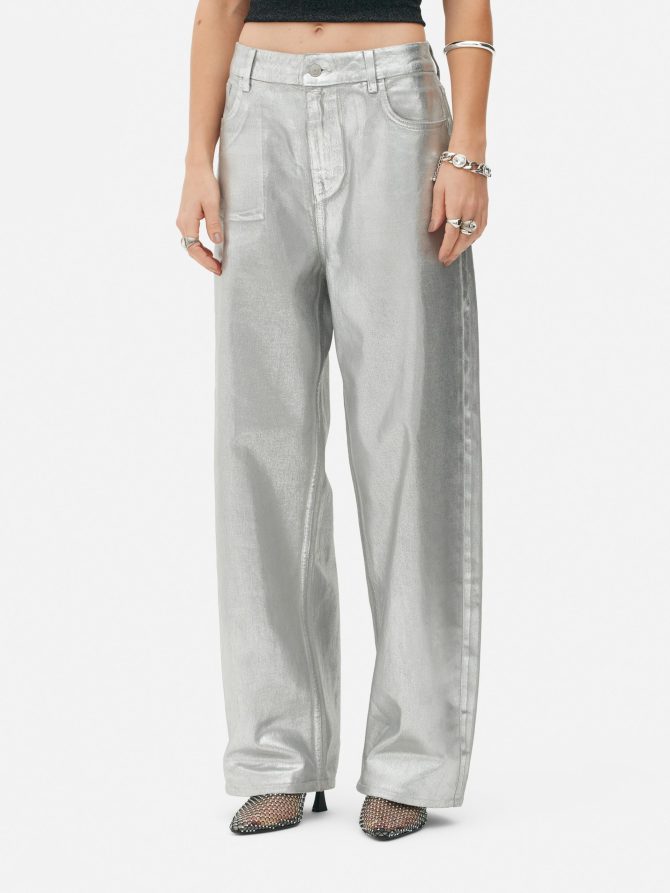 Rita Ora Metallic Wide Leg Pants - Image 3