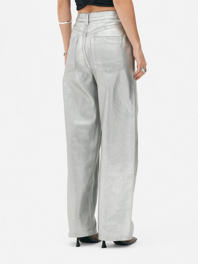 Rita Ora Metallic Wide Leg Pants - Image 5