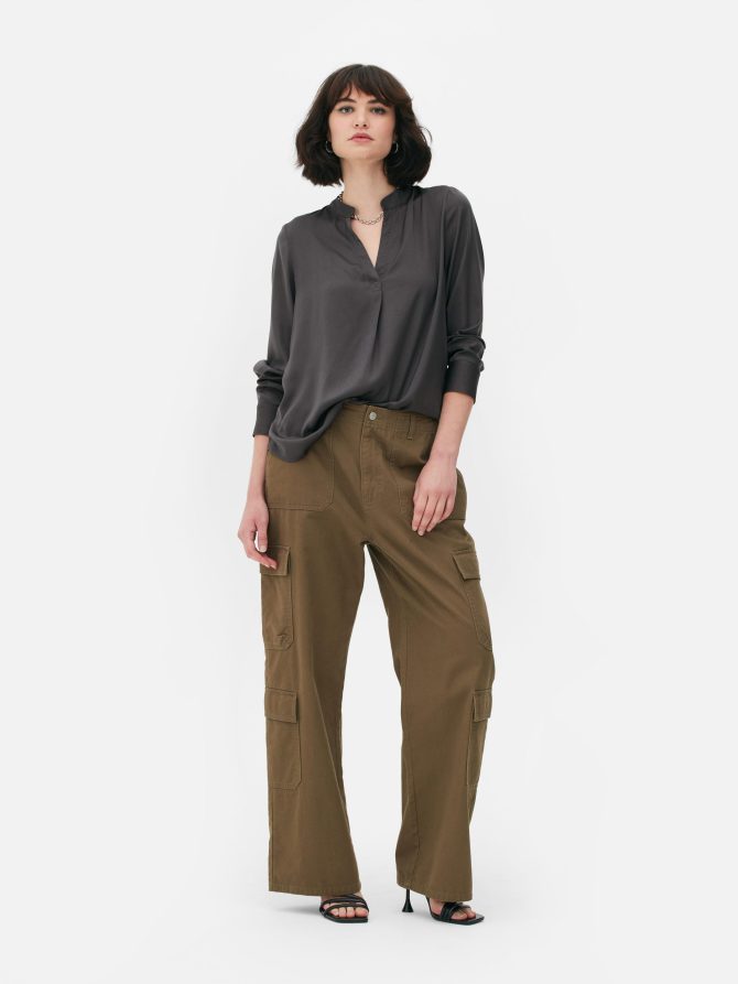 V-Neck Satin Blouse