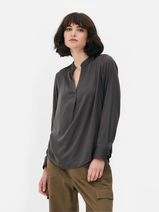 V-Neck Satin Blouse - Image 2