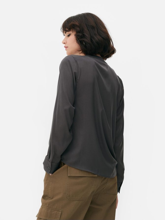 V-Neck Satin Blouse - Image 4