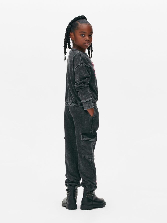 Kids' Barbie Acid Wash Cargo Joggers - Image 2